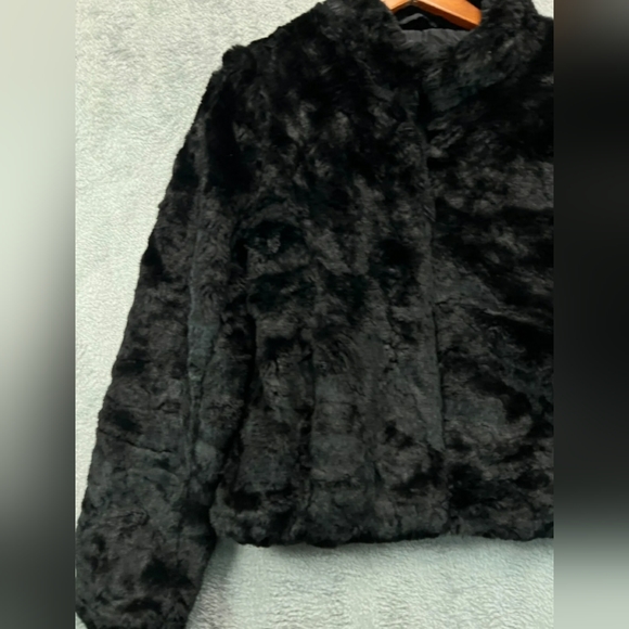 MODA International faux fur coat jacket black small - Picture 3 of 5